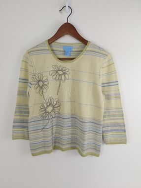 So Blue Sigrid Olsen Floral Knit Top Size MP